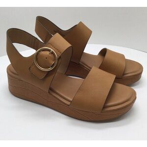 Sofft Faedra Leather Tan Buckle Sandal Women 8.5 Like New